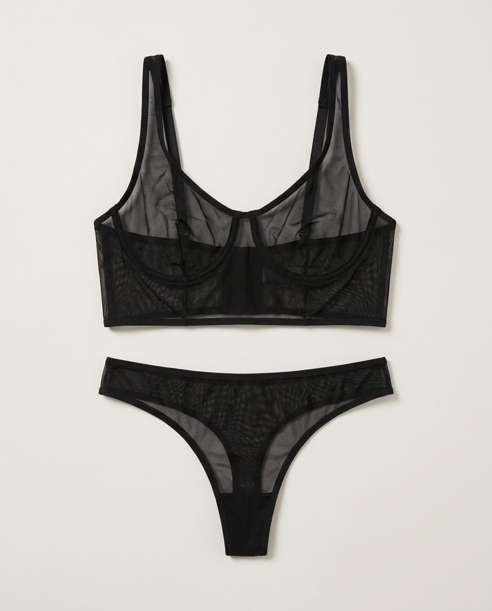Maquila set bralette + tanga · malla Longline Mesh ropa interior joven marca propia Colombia CI Aliada