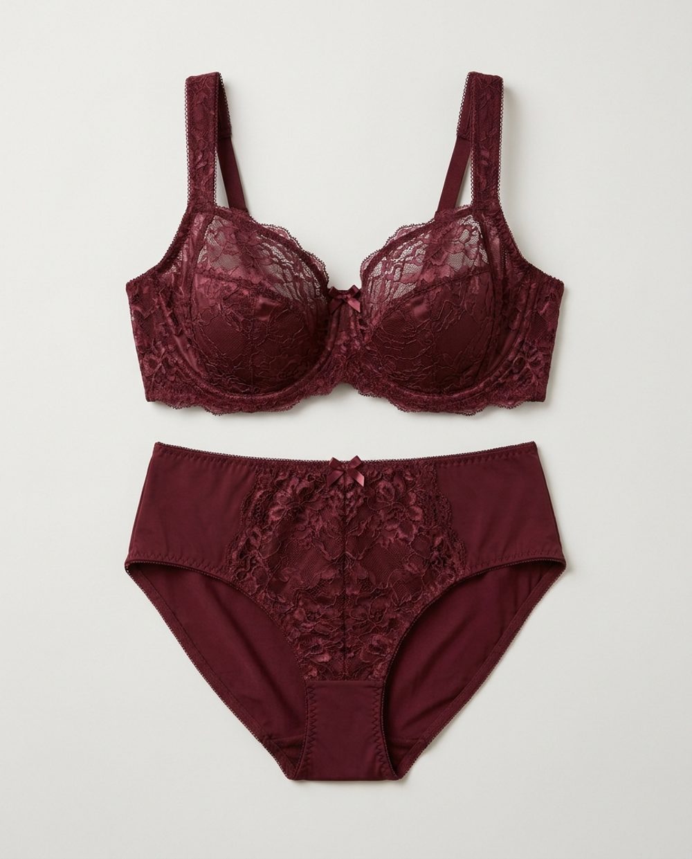 Maquila set bra + panty · encaje Encaje Burdeos ropa interior señora marca propia Colombia CI Aliada